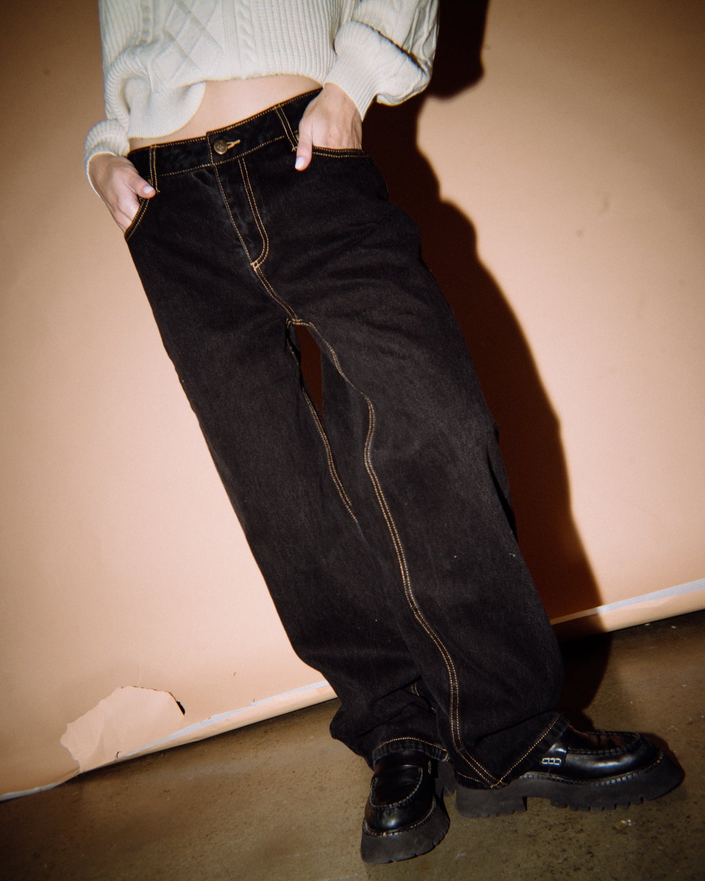 Jean Bethany Baggy Low Rise Black Out