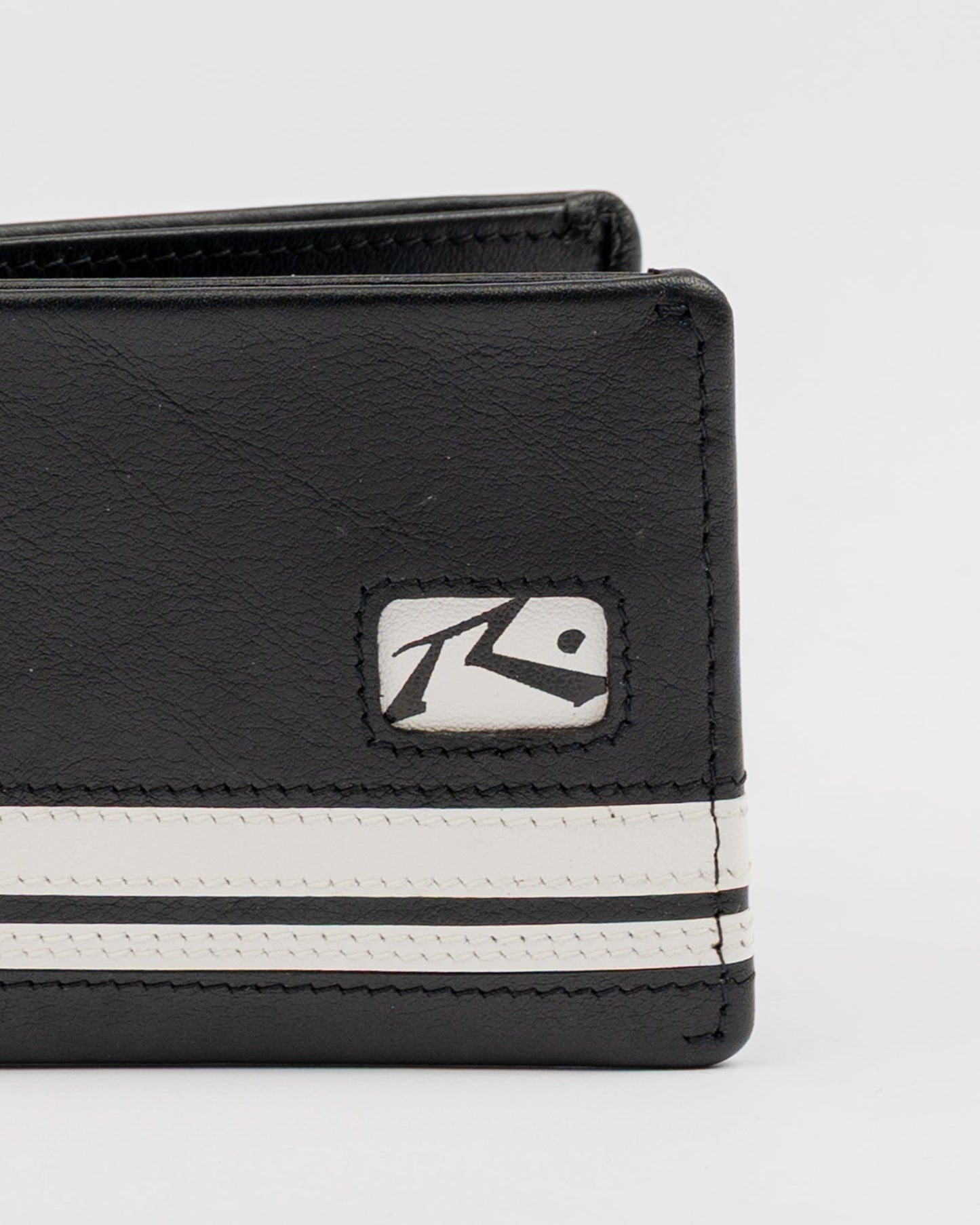Billetera White Lines Leather Wallet Black