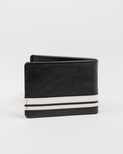 Billetera White Lines Leather Wallet Black