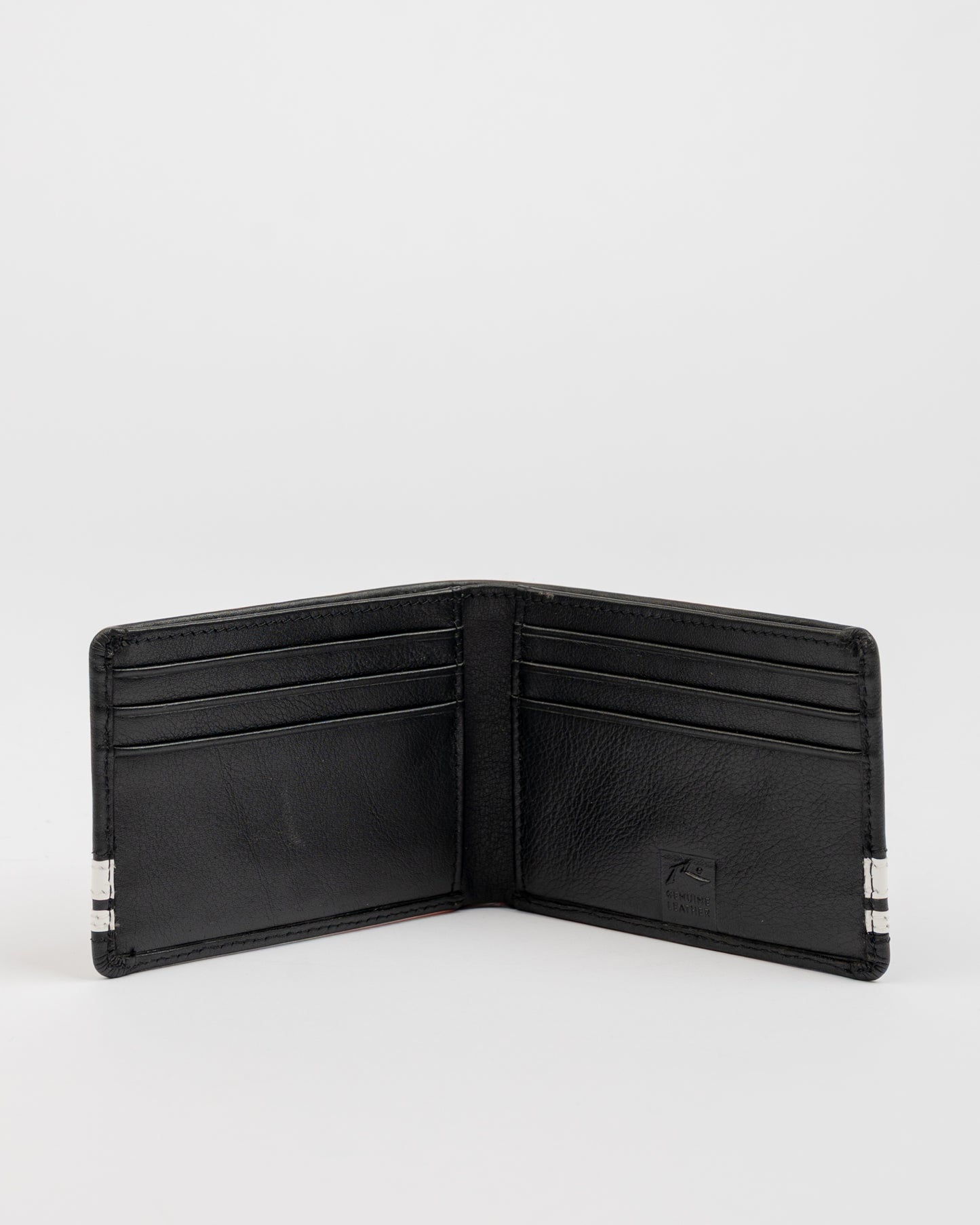 Billetera White Lines Leather Wallet Black