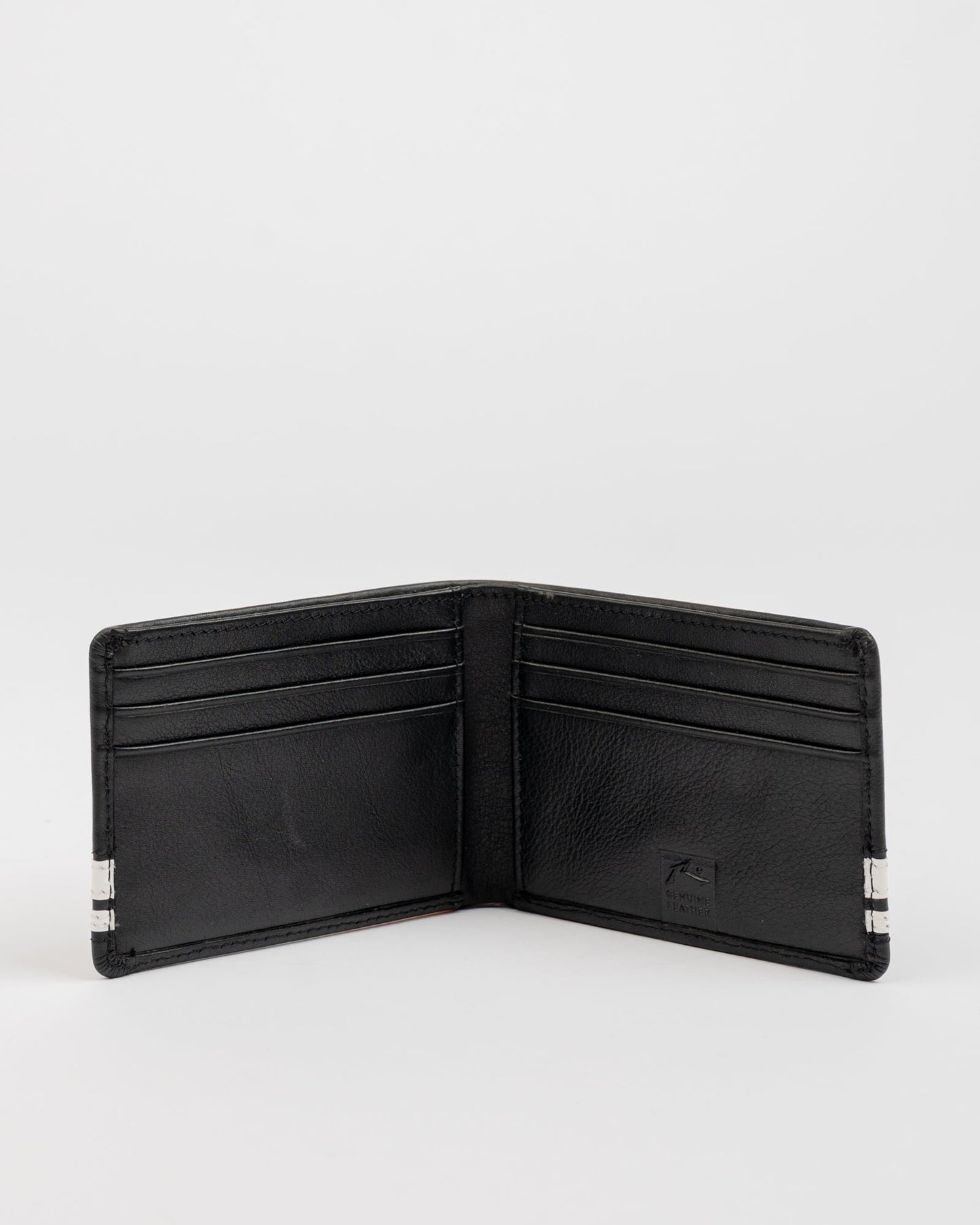 Billetera White Lines Leather Wallet Black