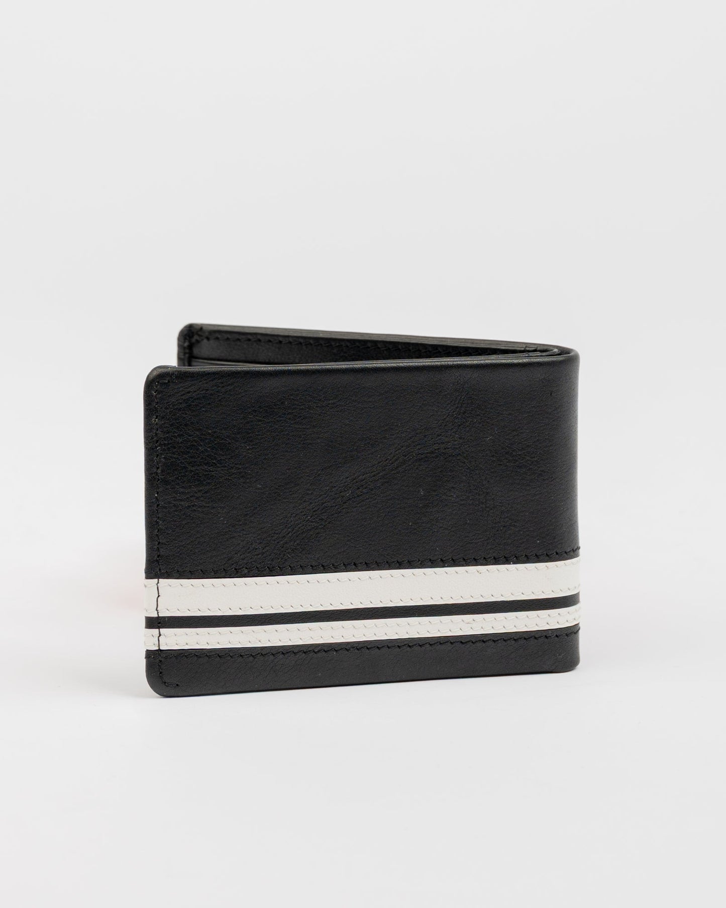 Billetera White Lines Leather Wallet Black
