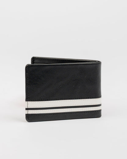 Billetera White Lines Leather Wallet Black