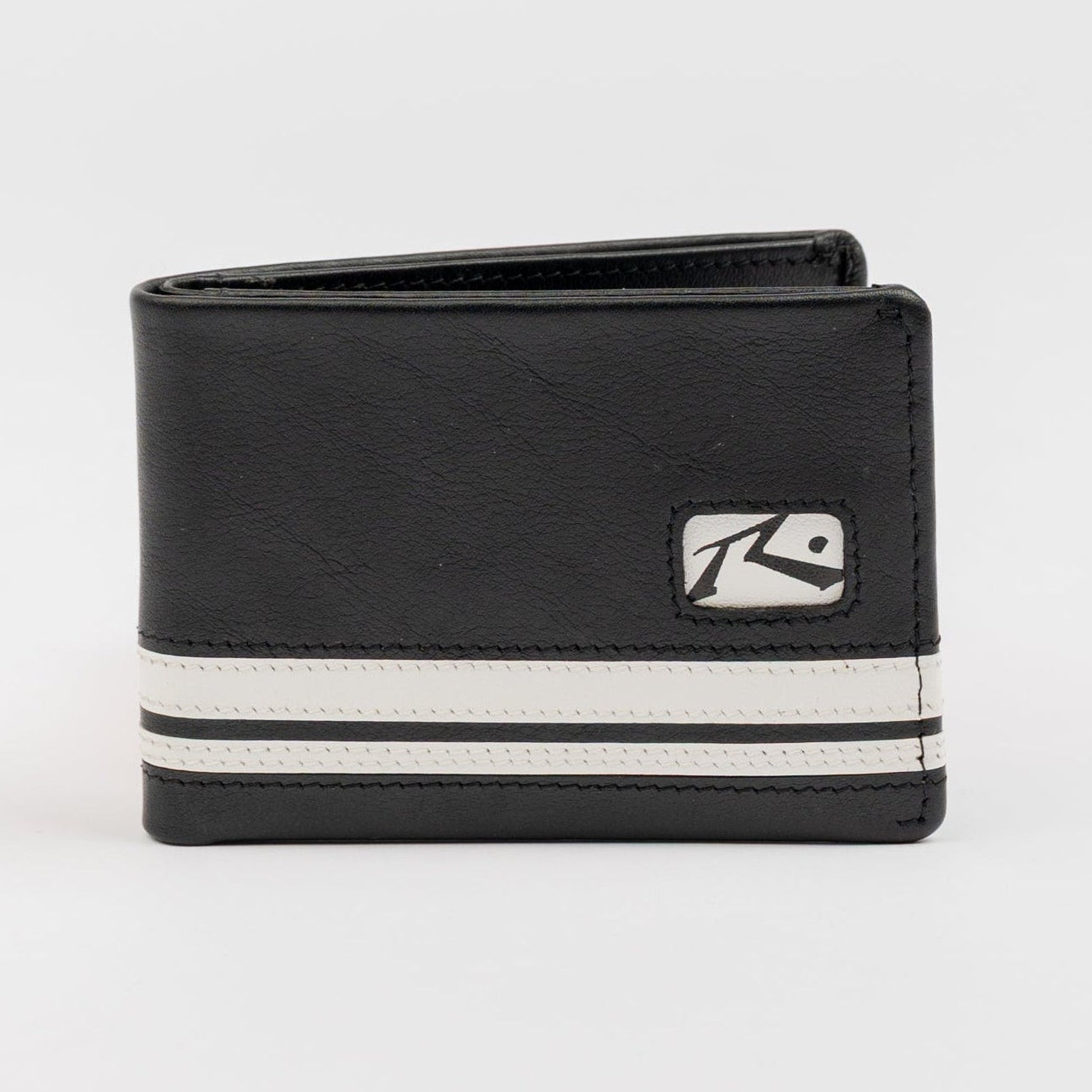 Billetera White Lines Leather Wallet Black
