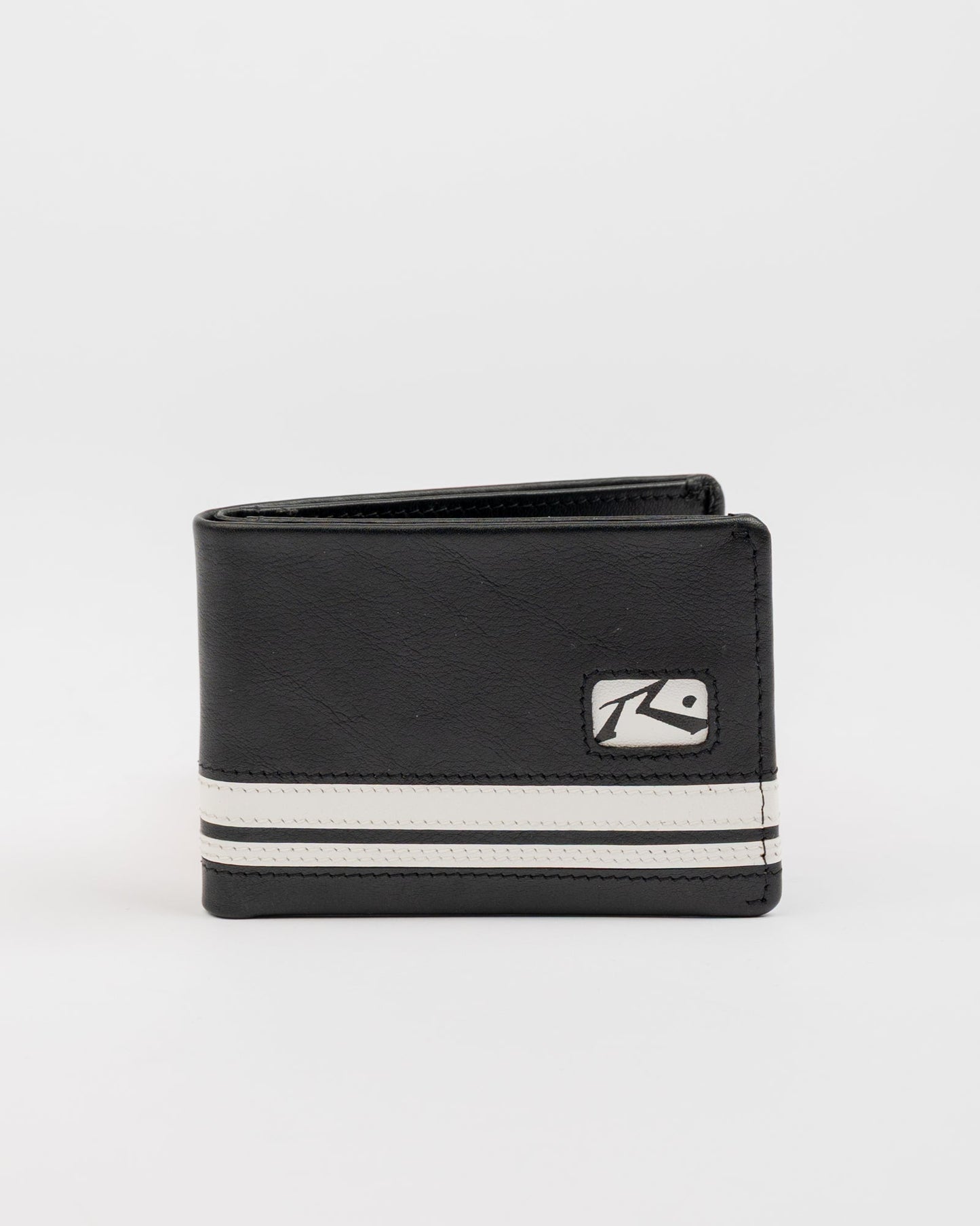 Billetera White Lines Leather Wallet Black