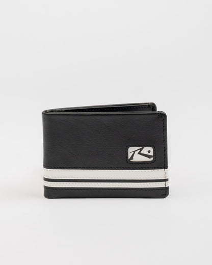 Billetera White Lines Leather Wallet Black