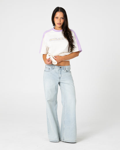 Remera Timmy Target 220 Oversize Cream/Mulberry Purple