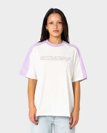 Remera Timmy Target 220 Oversize Cream/Mulberry Purple