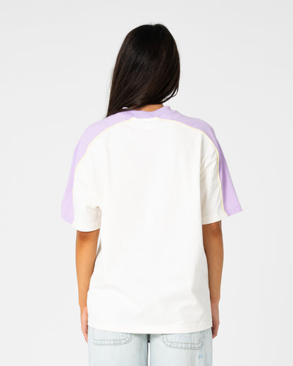 Remera Timmy Target 220 Oversize Cream/Mulberry Purple