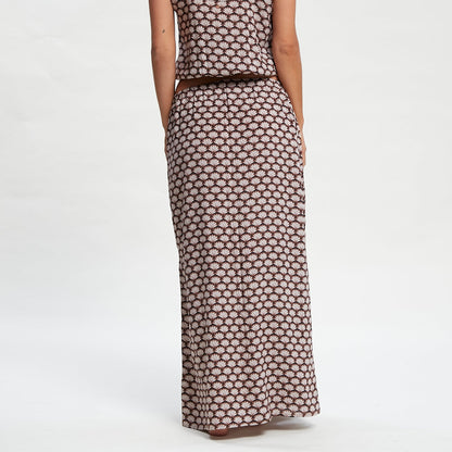 Pollera Sorrento Midi Skirt Tuscan Brown