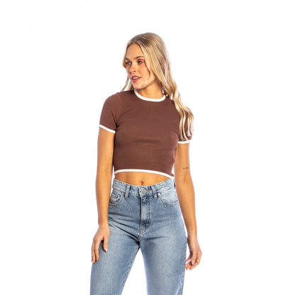 Fashion Top  Charis Crop Contrast Knit