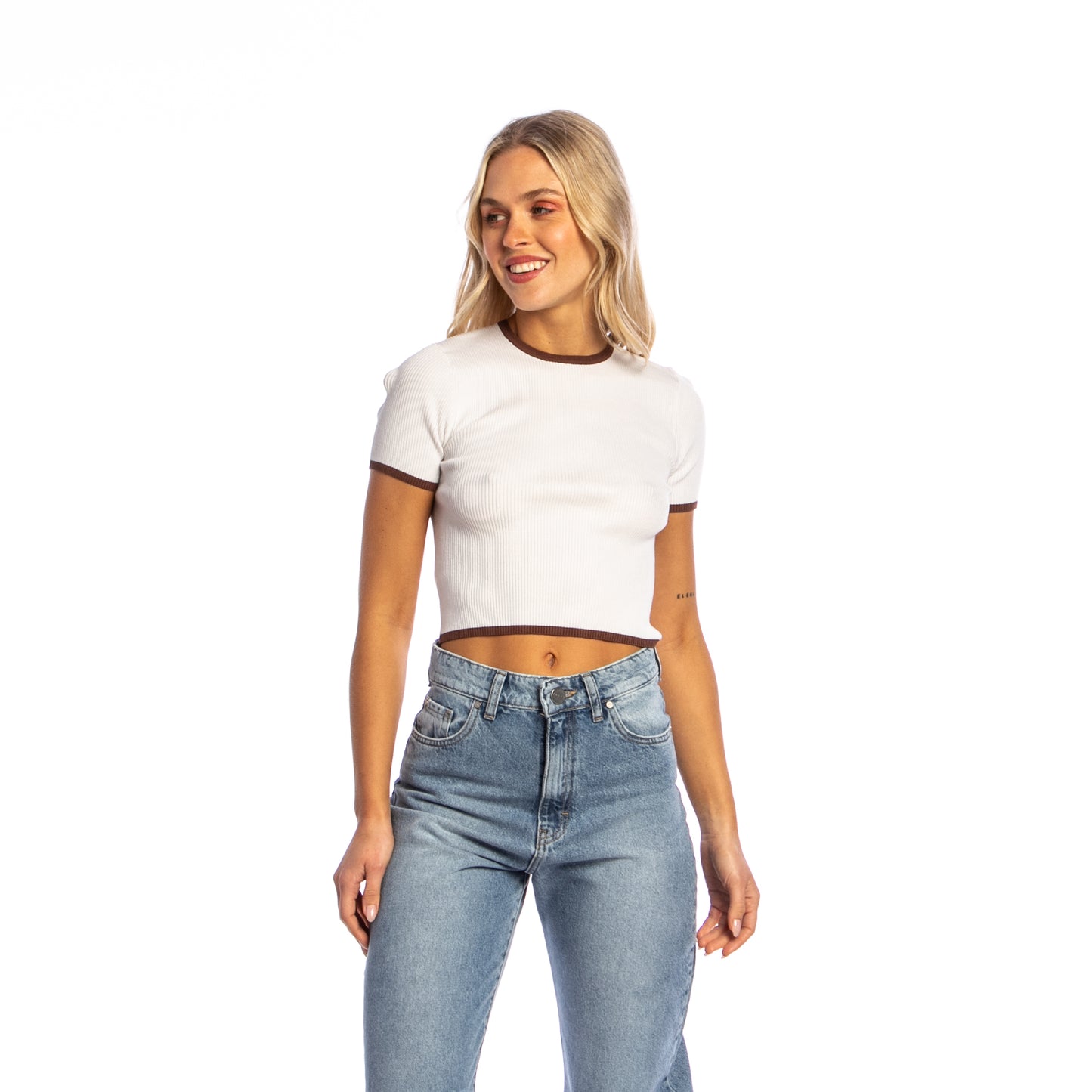 Fashion Top  Charis Crop Contrast Knit